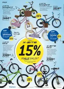 Thansen 15% PÅ ALLE SYKLER tilbud