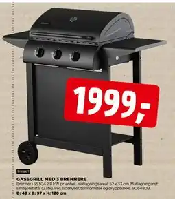 jem & fix GASSGRILL MED 3 BRENNERE tilbud