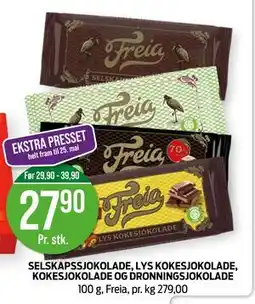 Kiwi SELSKAPSSJOKOLADE, LYS KOKESJOKOLADE, KOKESJOKOLADE OG DRONNINGSJOKOLADE tilbud