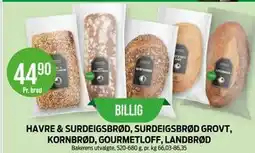 Kiwi HAVRE & SURDEIGSBRØD, SURDEIGSBRØD GROVT, KORNBRØD, GOURMETLOFF, LANDBRØD tilbud