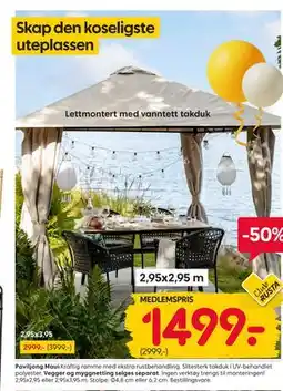 Rusta Paviljong Maui, Medlemspris tilbud