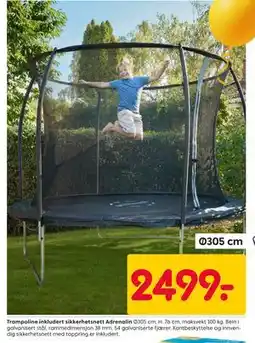 Rusta Trampoline inkludert sikkerhetsnett Adrenalin tilbud