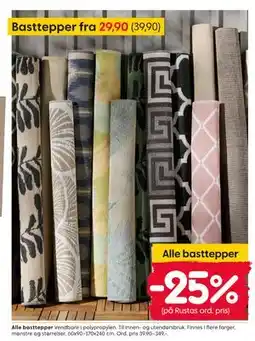Rusta Alle basttepper tilbud