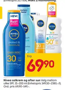 Rusta Nivea solkrem og after sun tilbud