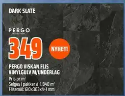 Obs Bygg PERGO VISKAN FLIS VINYLGULV M/UNDERLAG tilbud