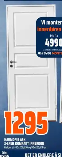 Obs Bygg HARMONIE ASK 3-SPEIL KOMPAKT INNERDØR tilbud