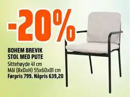 Obs Bygg BOHEM BREVIK STOL MED PUTE tilbud
