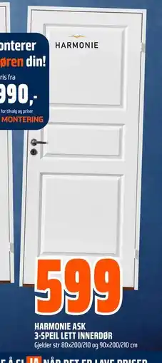 Obs Bygg HARMONIE ASK 3-SPEIL LETT INNERDØR tilbud