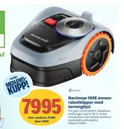 Coop Byggmix Navimow 105E mower robotklipper med terreng hjul tilbud