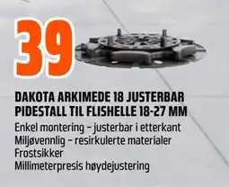 Obs Bygg DAKOTA ARKIMEDE 18 JUSTERBAR PIDESTALL TIL FLISHELLE 18-27 tilbud