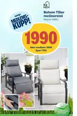Coop Byggmix Bohem Tiller reclinerstol tilbud