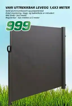 Coop Byggmix VARI UTTREKKBAR LEVEGG 1,6X3 METER tilbud