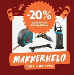 Byggmakker 20% PÅ VANNING FRA GARDENA tilbud