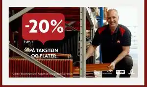 20% PÅ TAKSTEIN OG PLATER