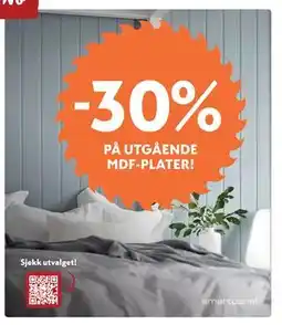 Byggmakker 30% PÅ UTGÅENDE MDF-PLATER! tilbud