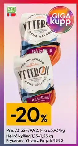 Gigaboks Hel rå kylling 1,15–1,25 kg tilbud