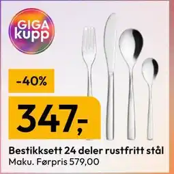 Gigaboks Bestikksett 24 deler rustfritt stål tilbud