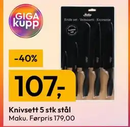 Gigaboks Knivsett 5 stk stål tilbud