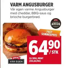 Meny VARM ANGUSBURGER tilbud