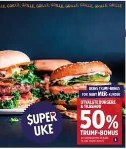 Meny UTVALGTE BURGERE & TILBEHØR tilbud
