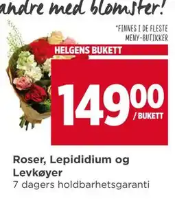 Meny Roser, Lepididium og Levkøyer tilbud