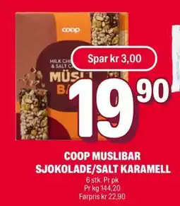 Coop Extra COOP MUSLIBAR SJOKOLADE/SALT KARAMELL tilbud