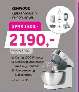 ELON KENWOOD Kjøkkenmaskin KHC29.H0WH., Medlemspris tilbud