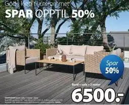 JYSK DAMFENNER bord + sofa + 2 stoler - natur tilbud