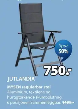 JYSK MYSEN regulerbar stol tilbud