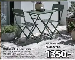 JYSK ABORG bord + 2 stoler - grønn tilbud