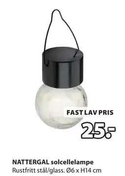 JYSK NATTERGAL solcellelampe tilbud