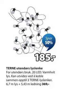 JYSK TERNE utendørs lyslenke tilbud