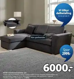 JYSK VEJLBY sovesofa med sjeselong - grå tilbud