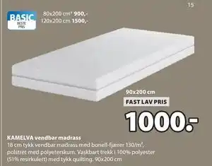JYSK KAMELVA vendbar madrass tilbud