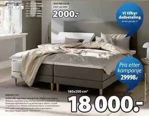 JYSK BJORSUND regulerbar seng grå-23 + MURU overmadrass tilbud