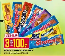 Europris NIDAR SJOKOLADEPLATER tilbud