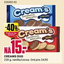 Europris CREAMS DUO tilbud