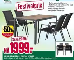 Europris ATHEN SPISEGRUPPE MED 4 STOLER tilbud
