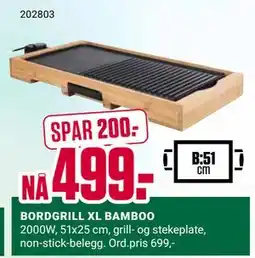 Europris BORDGRILL XL BAMBOO tilbud