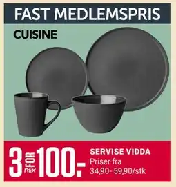 Europris SERVISE VIDDA, Medlemspris tilbud