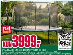 Europris OVAL TRAMPOLINE MED SIKKERHETSNETT 3 X 4,6 M tilbud