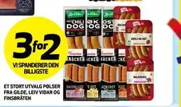 Bunnpris ET STORT UTVALG PØLSER FRA GILDE, LEIV VIDAR OG FINSBRÅTEN tilbud