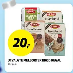 Bunnpris UTVALGTE MELSORTER BRØD REGAL tilbud