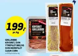 Bunnpris Grilstad Grillribbe, Svin Ytrefilet BBQ og Svin Indrefilet Cajun Corn tilbud