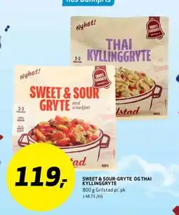 Bunnpris SWEET & SOUR-GRYTE OG THAI KYLLINGGRYTE tilbud