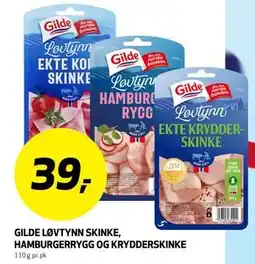 Bunnpris GILDE LØVTYNN SKINKE, HAMBURGERRYGG OG KRYDDERSKINKE tilbud
