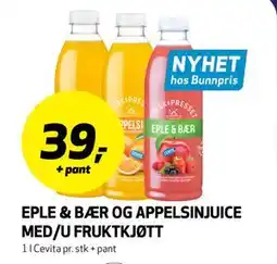 Bunnpris EPLE & BÆR OG APPELSINJUICE MED/U FRUKTKJØTT tilbud