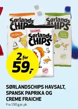 Bunnpris SØRLANDSCHIPS HAVSALT, SPANSK PAPRIKA OG CREME FRAICHE tilbud