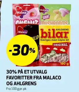Bunnpris 30% PÅ ET UTVALG FAVORITTER FRA MALACO OG AHLGRENS tilbud