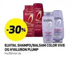 Bunnpris ELVITAL SHAMPO/BALSAM COLOR VIVE OG HYALURON PLUMP tilbud